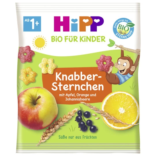 Hipp Bio Für Kinder Knabber Sternchen Mit Apfel, Orange Und Johannisbeere Ab 1+ 30G