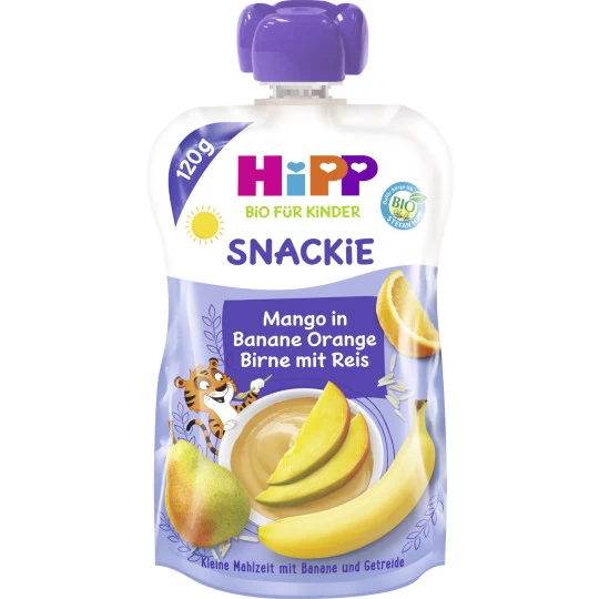 Hipp Bio Snackie Mango In Banane-Orange-Birne Mit Reis 120G