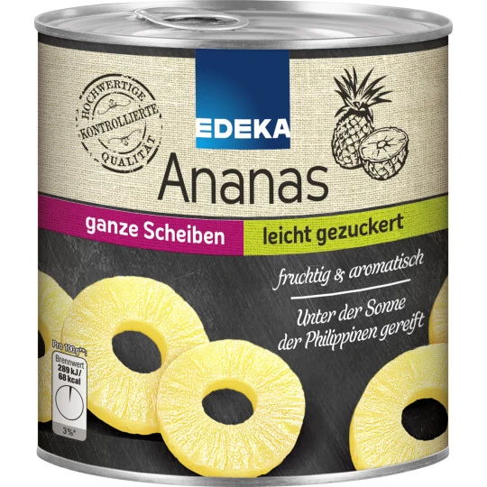 Ananas Ganze Scheiben Leicht Gezuckert 836G